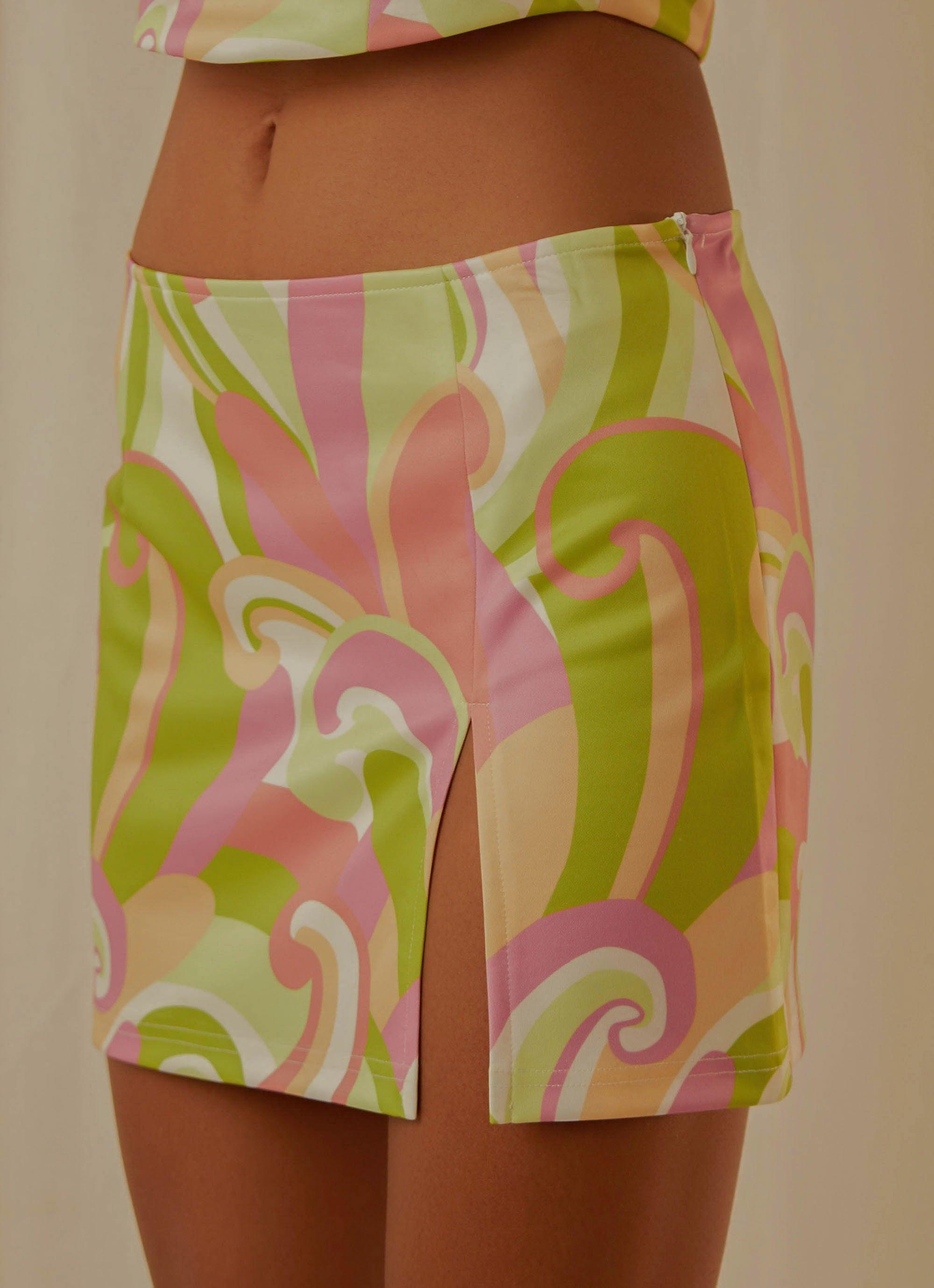 Euphoria Low Rise Mini Skirt - Retro Swirl - Peppermayo US
