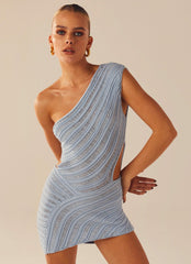 Percilla Ladder Knit Mini Dress - Blue - Peppermayo US