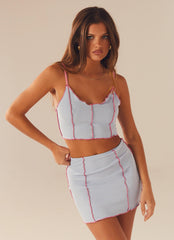 Sweet Lovin Knit Mini Skirt - Baby Blue - Peppermayo US