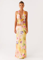 Main Act Halter Maxi Dress Sunburst Floral 1 Peppermayo