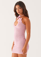 Dante Crochet Mini Dress Pink 2