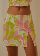 Euphoria Low Rise Mini Skirt - Retro Swirl - Peppermayo US