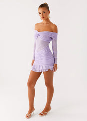Tiff Long Sleeve Mini Dress Lilac 4 Peppermayo