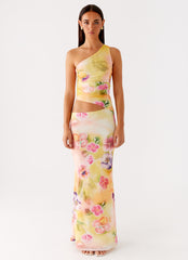 Seranella One Shoulder Maxi Dress Sunset Floral 1 Peppermayo