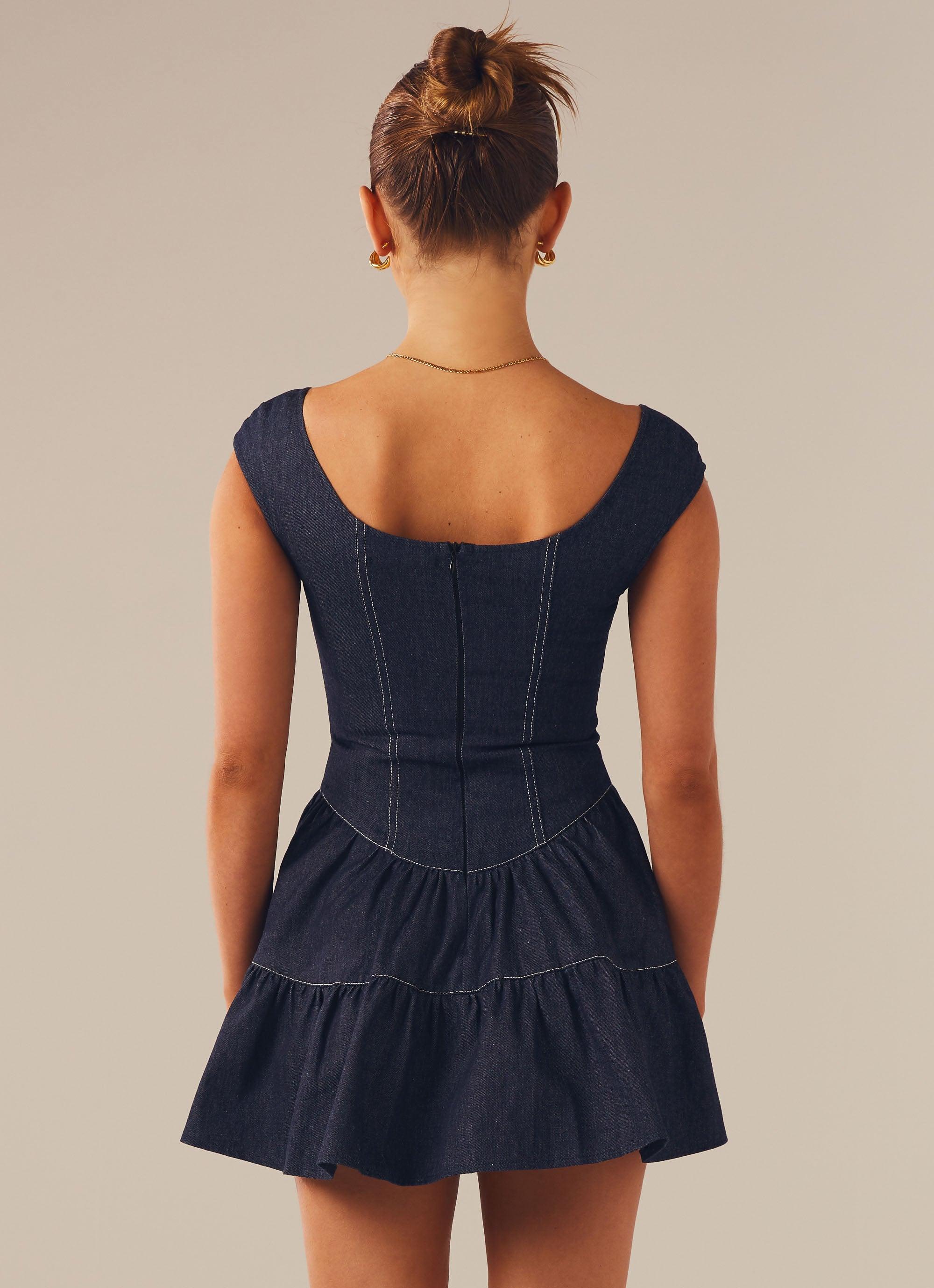 Isabella Denim Bustier Dress - Indigo - Peppermayo US