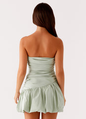 Floria Bubble Mini Dress Sage 3 Peppermayo