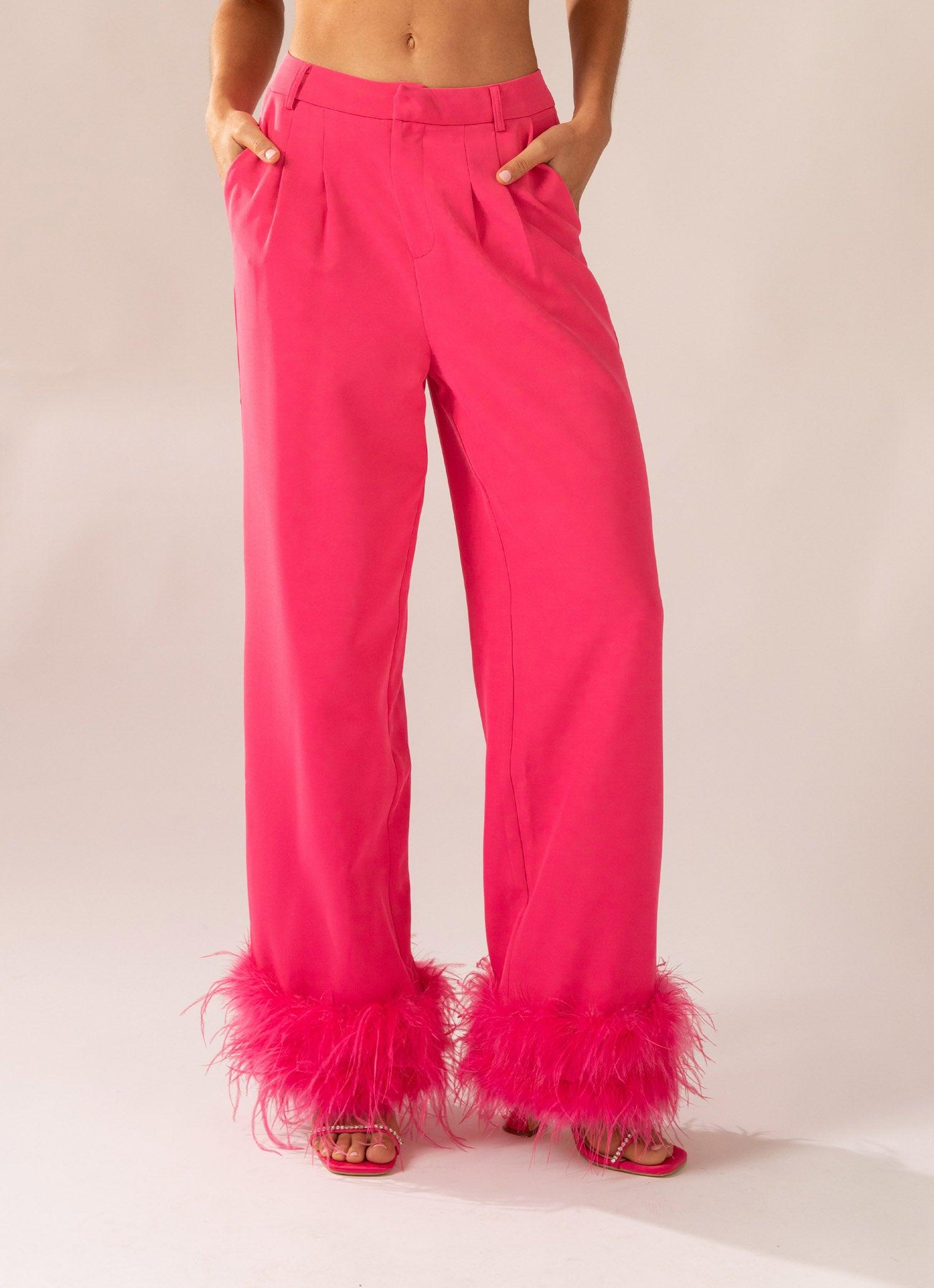 Shake It Off Feather Pants - Magenta - Peppermayo US