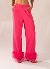 Shake It Off Feather Pants - Magenta - Peppermayo US