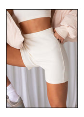 Limited Organic Cotton Rib Bike Shorts - Ivory - Peppermayo US