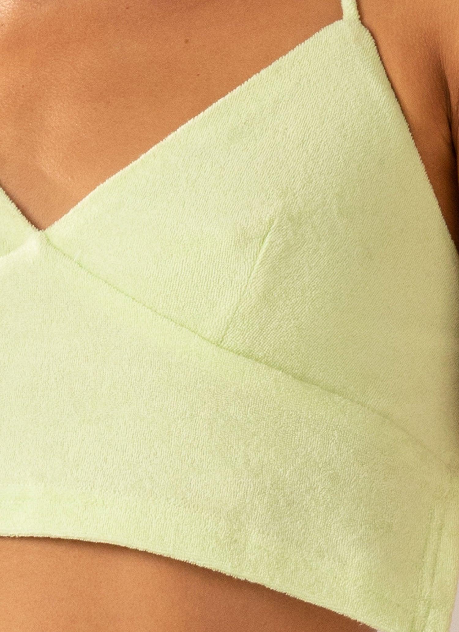 Warmer Water Terry Halter Crop - Lime Green - Peppermayo US